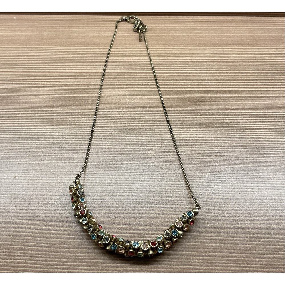 Fossil BERRY BLING Gold Tone Multicolor Rhinestones Collar Necklace Read